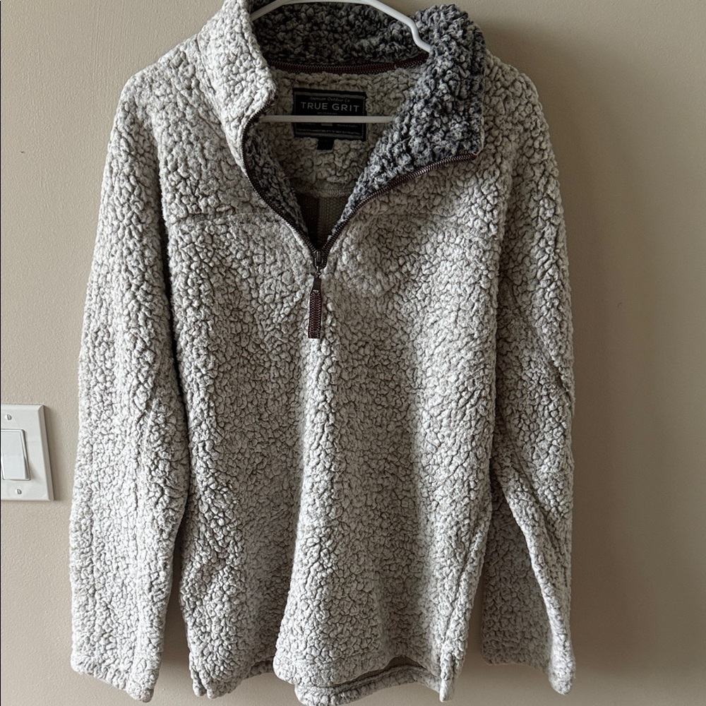 True Grit Men's Cream Zip-Up Sherpa Sweater